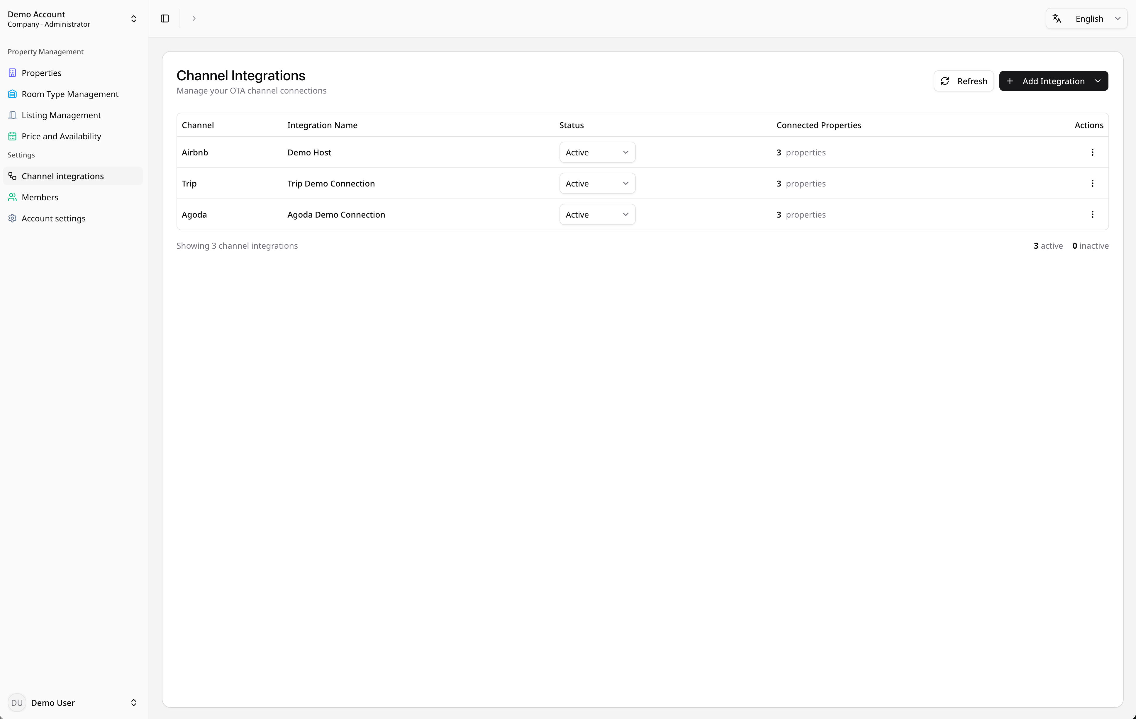 Channel integrations for Airbnb, Agoda, and Trip.com